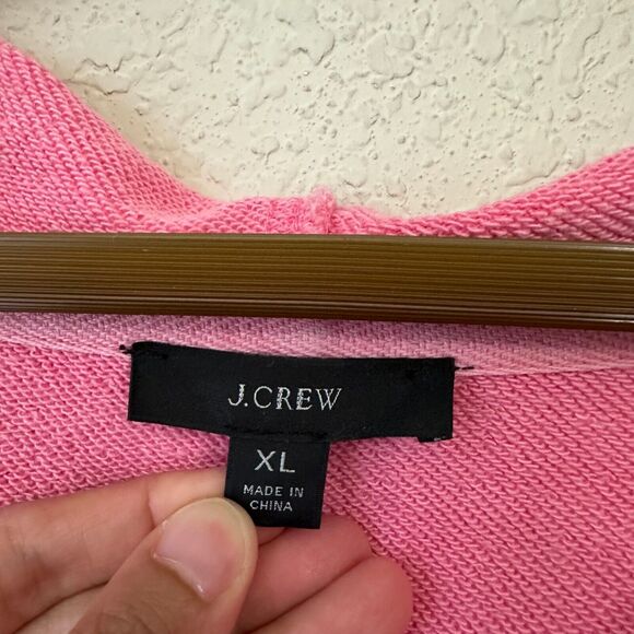 NWOT J. Crew Garment Dyed V-Neck Cotton Terry Hoodie Larkspur Pink *FLAW* - Picture 8 of 11